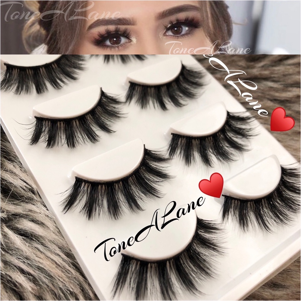 4 Pairs Mink Eyelashes Lashes False Eyelashes Glam